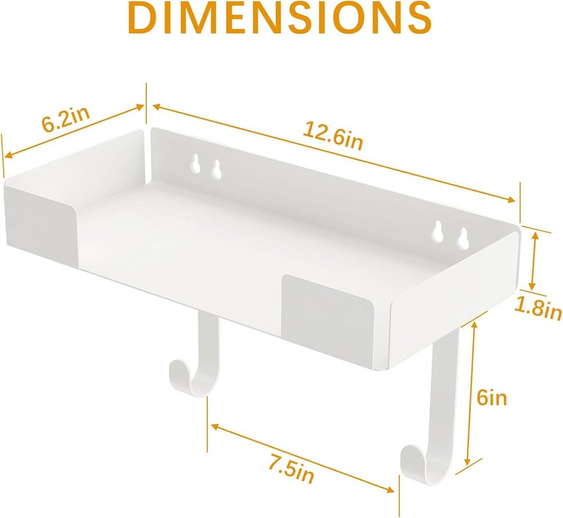 JUYSON Ironing Board Holder Wall Mount, Iron Board Storage Hanger for Laundry Rooms, Iron and Ironing Board Set Holder (White-with Shelf) - Image 5